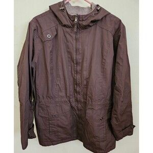 Hooded plus size rain jacket Chocolate Brown